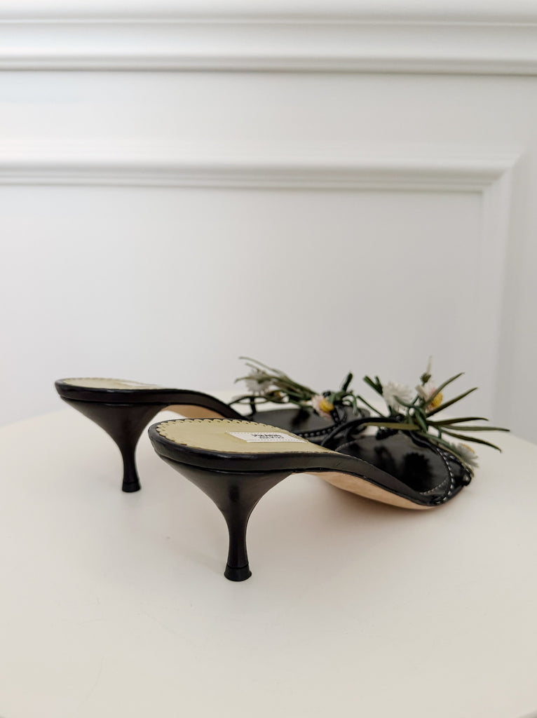 Vintage Flower Kitten Heel Sandals