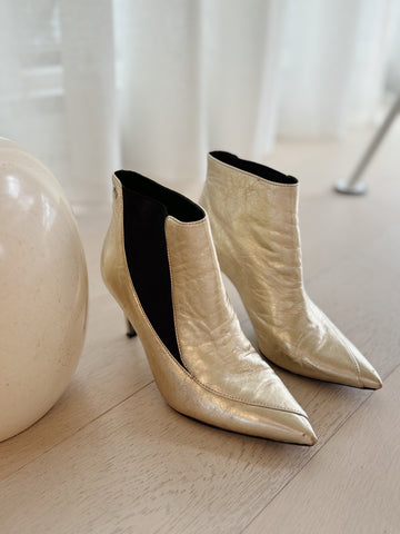 Leather Cone Heel Booties