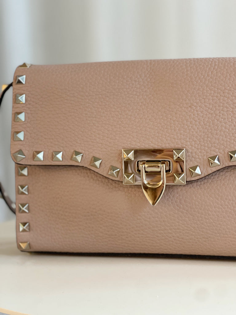 Leather Rockstud Cross Body Bag