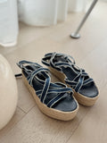 Strappy Denim Woven Platform Sandals