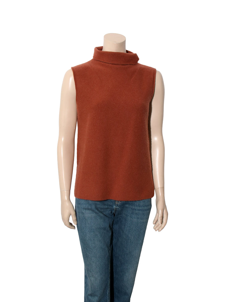 Sleeveless Cashmere Turtleneck