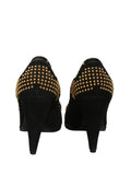 Suede Studded Peep Toe Pumps