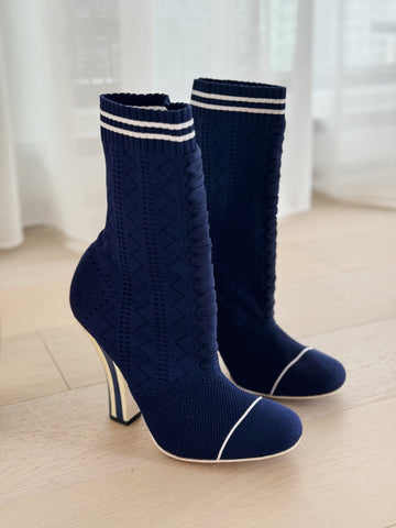 Stretch Knit Rockoko Mid Calf Boots