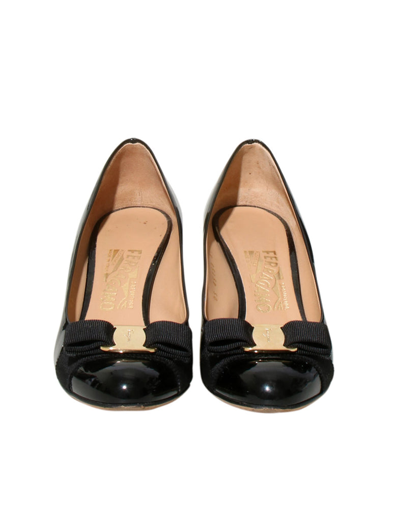 Patent Leather Round Toe Pumps