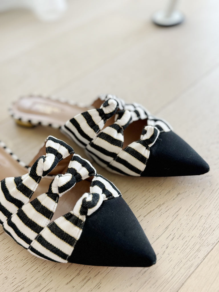 Striped Pointed Flats