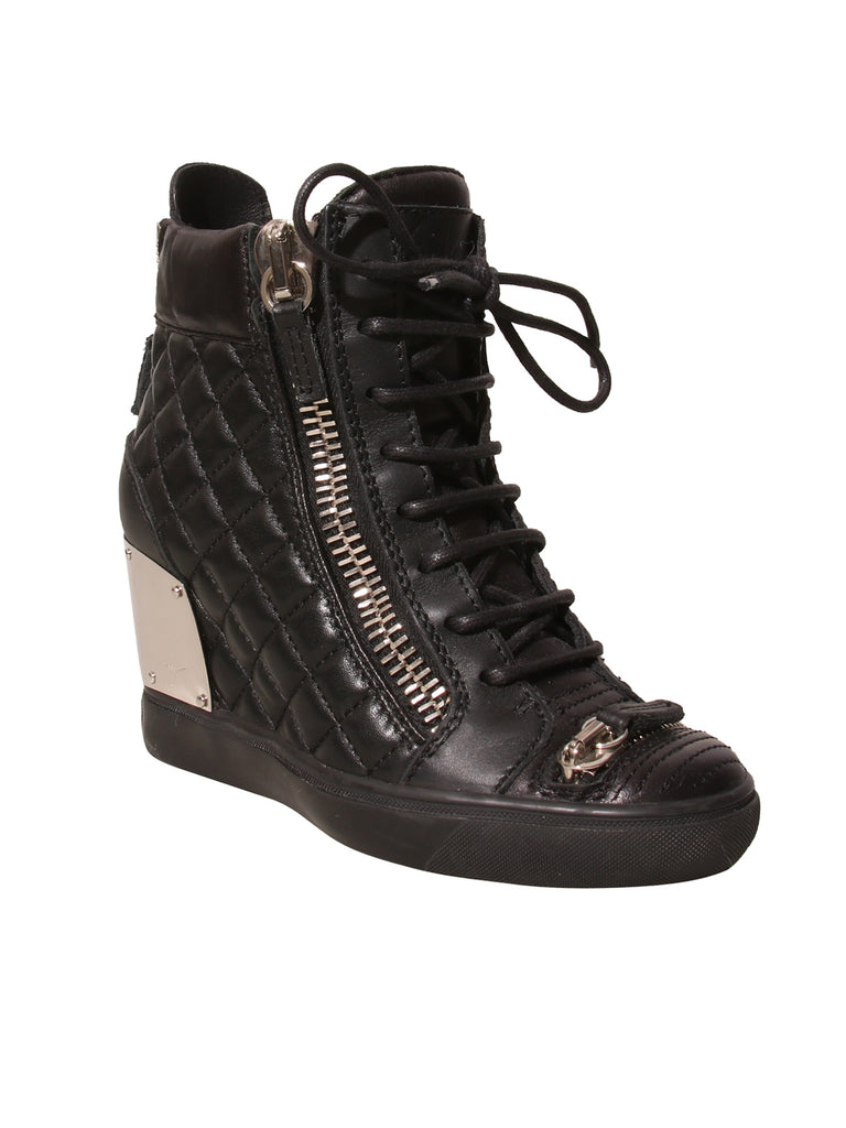 Leather Wedge Sneakers