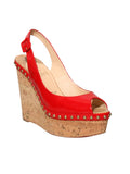 Patent Leather Studded Cork Wedge Sandals