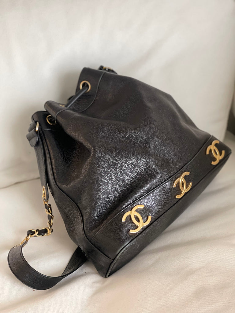 Vintage Triple CC Caviar Bucket Bag