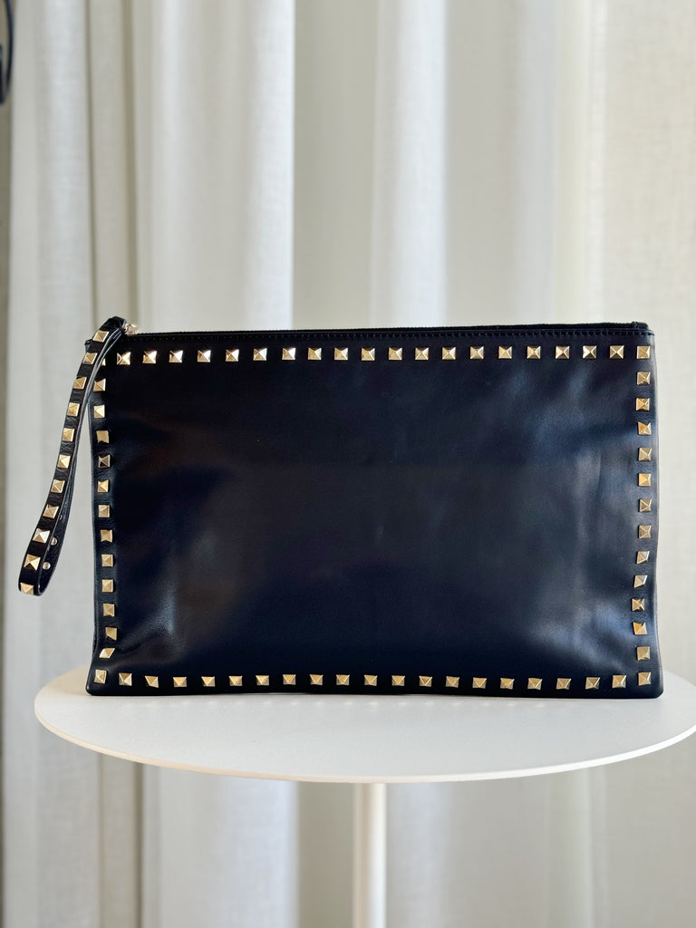 Rockstud Leather Clutch Bag