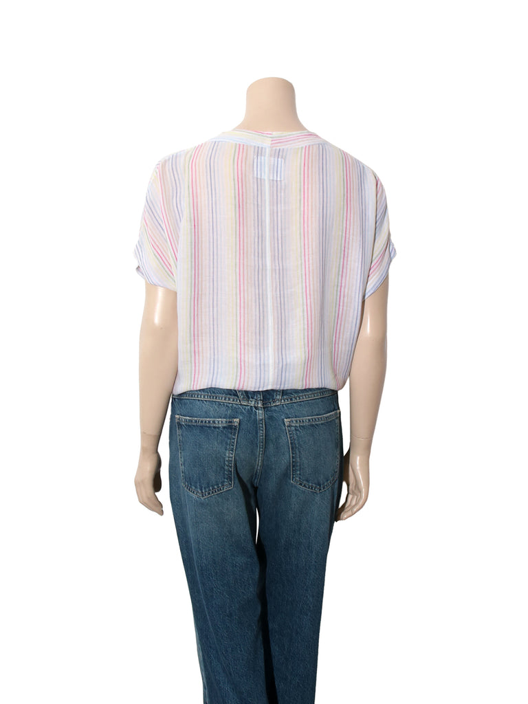 Striped Short Sleeve Tie Shirt