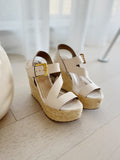 Leather Platform Wedge Sandals
