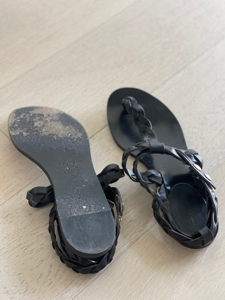 Leather Braided Flat Sandals