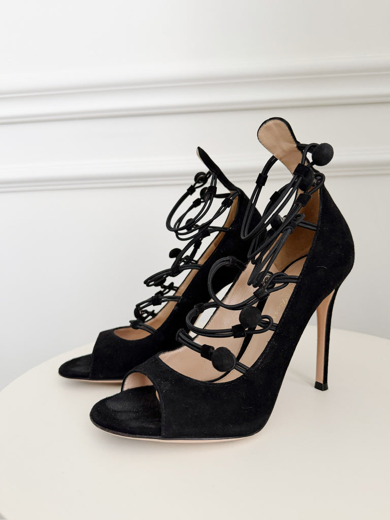 Strappy Suede Heels