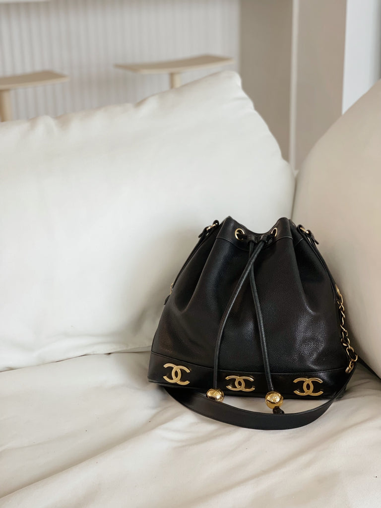 Vintage Triple CC Caviar Bucket Bag