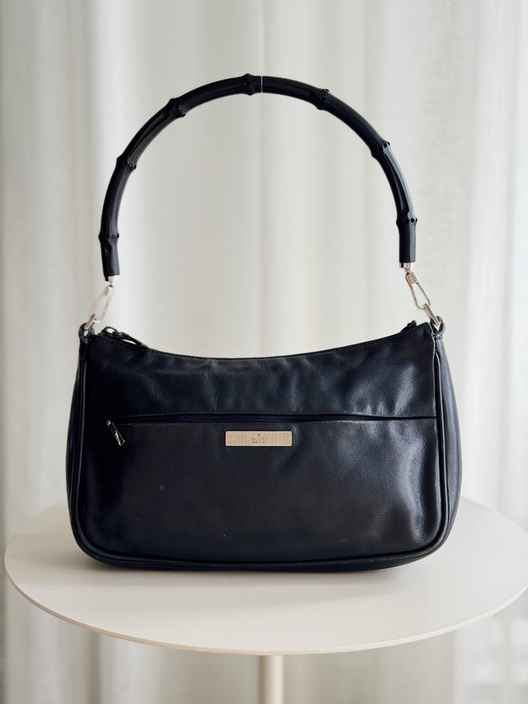 Vintage Leather Bamboo Shoulder Bag