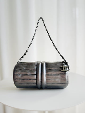 2003-2004 Horizontal Quilt Mini Barrel Metallic Bag