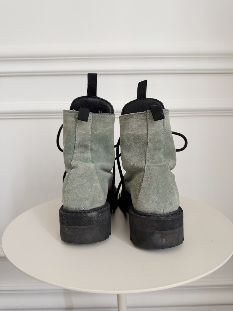 Suede Combat Boots
