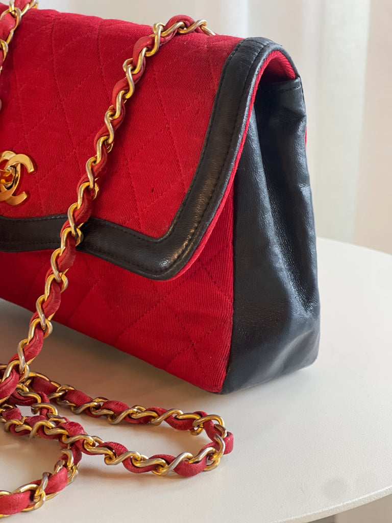 Vintage Wool & Leather Flap Bag