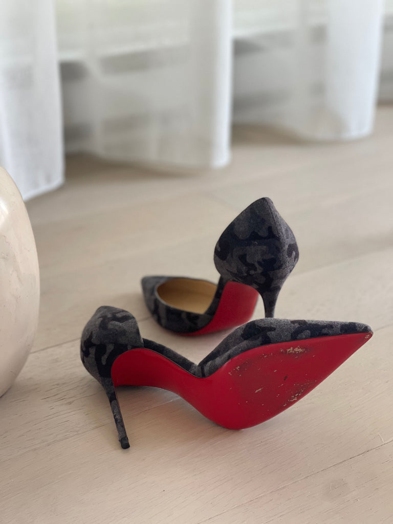 Wool Camouflage Print Pumps