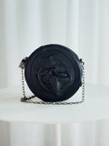 Round Flower Leather Cross Body Bag