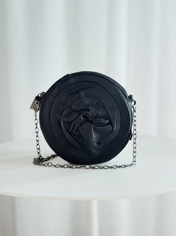 Round Flower Leather Cross Body Bag