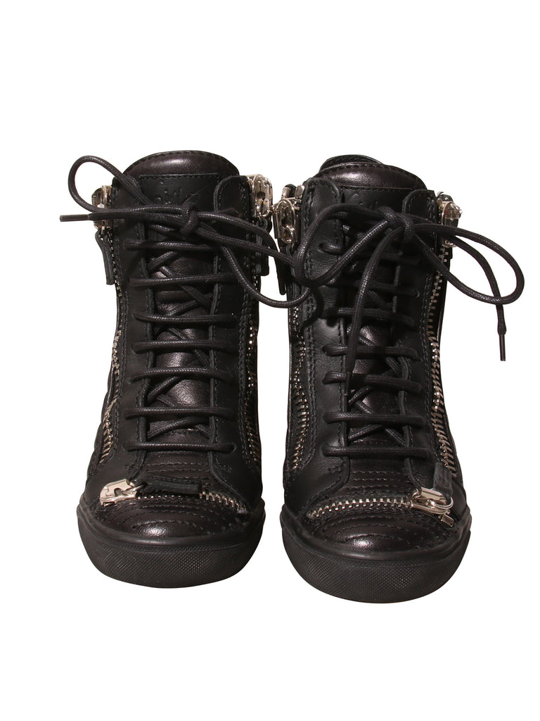 Leather Wedge Sneakers