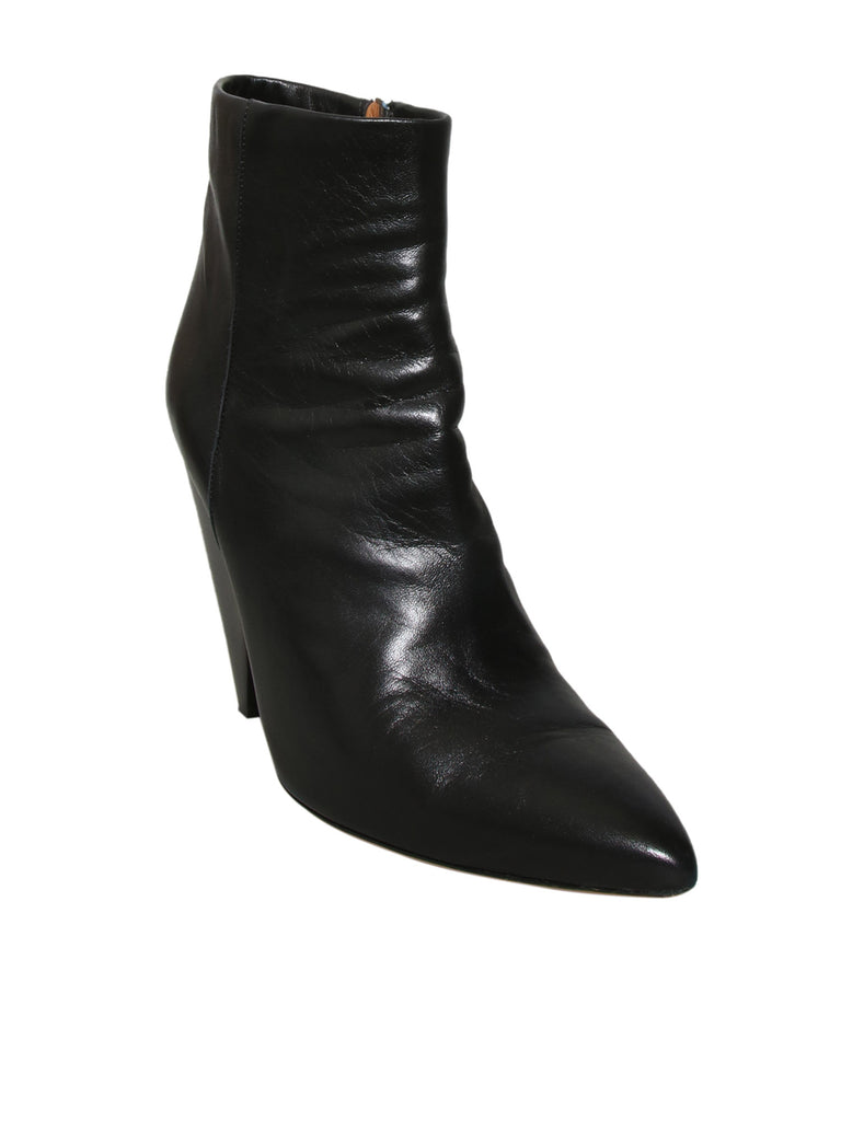 Leather Cone Heel Booties