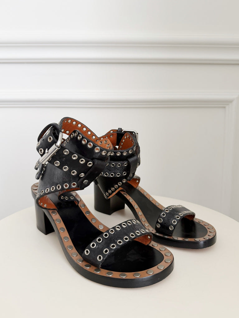 Leather Grommet Studded Sandals
