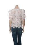 Floral Eyelet Short Sleeve Top