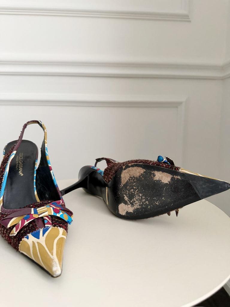 Vintage Tweed Slingback Pumps