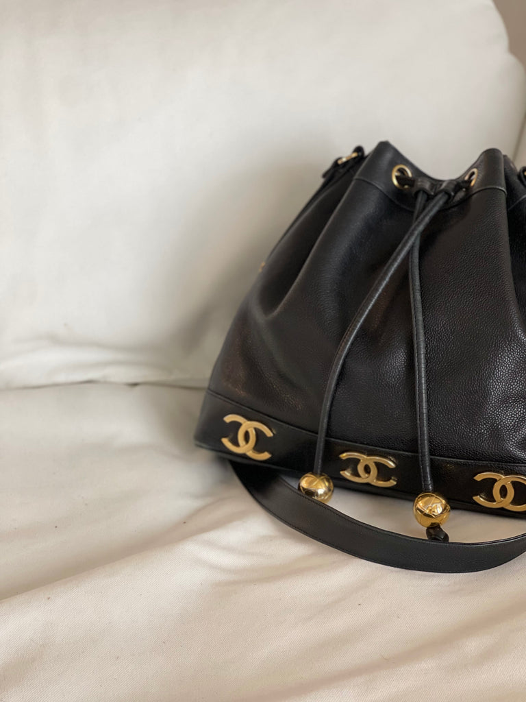Vintage Triple CC Caviar Bucket Bag