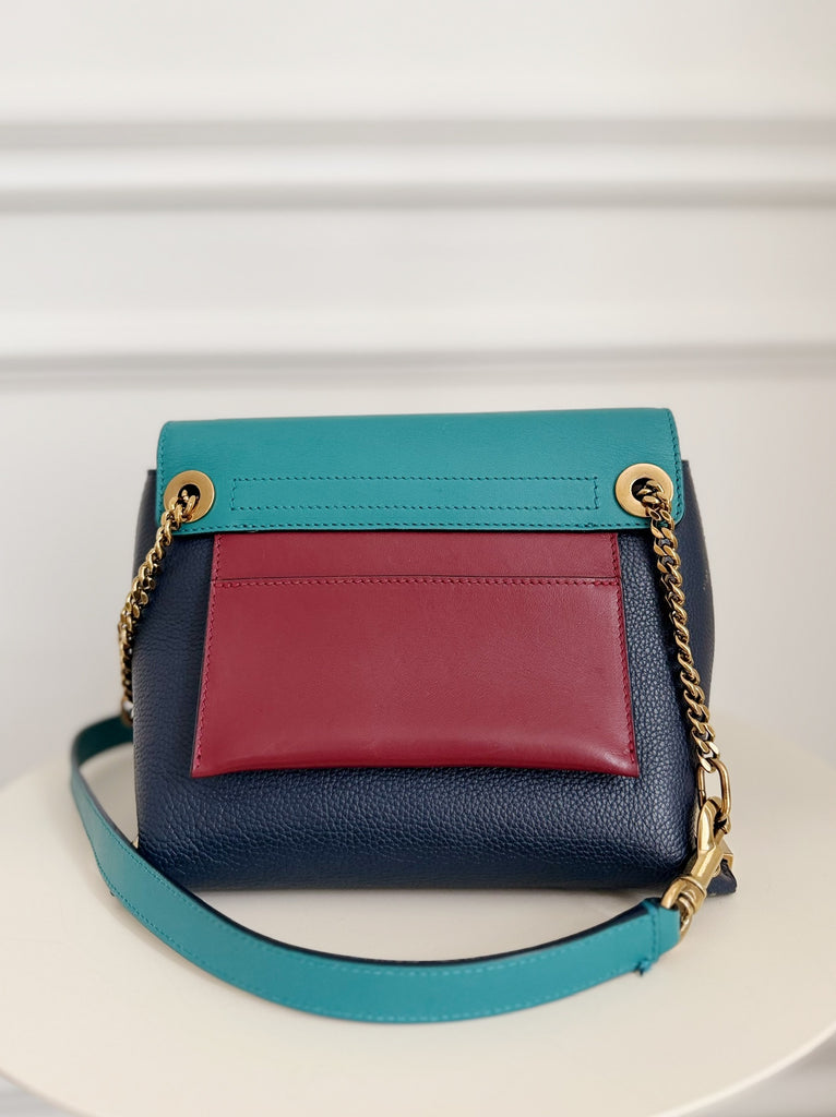 Leather Color Block Cross Body Bag