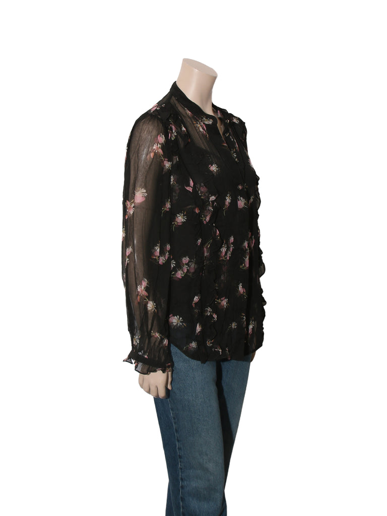 Floral Print Button Down Blouse