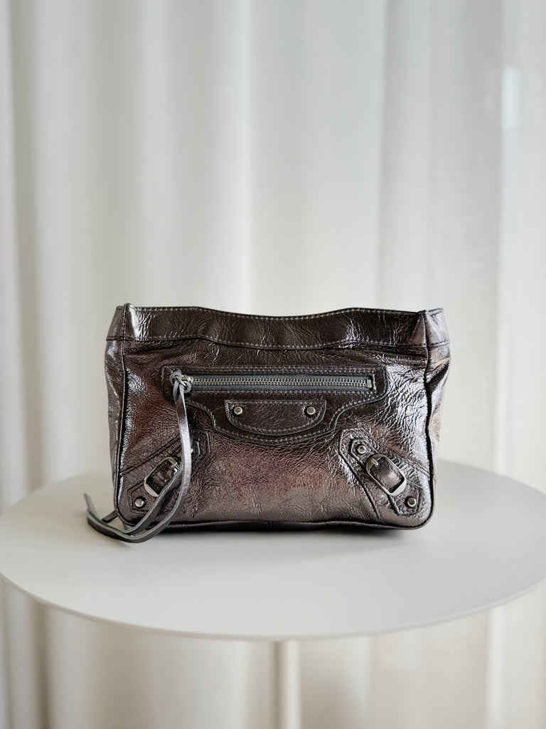 Metallic Motocross Leather Clutch