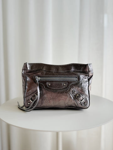 Metallic Motocross Leather Clutch