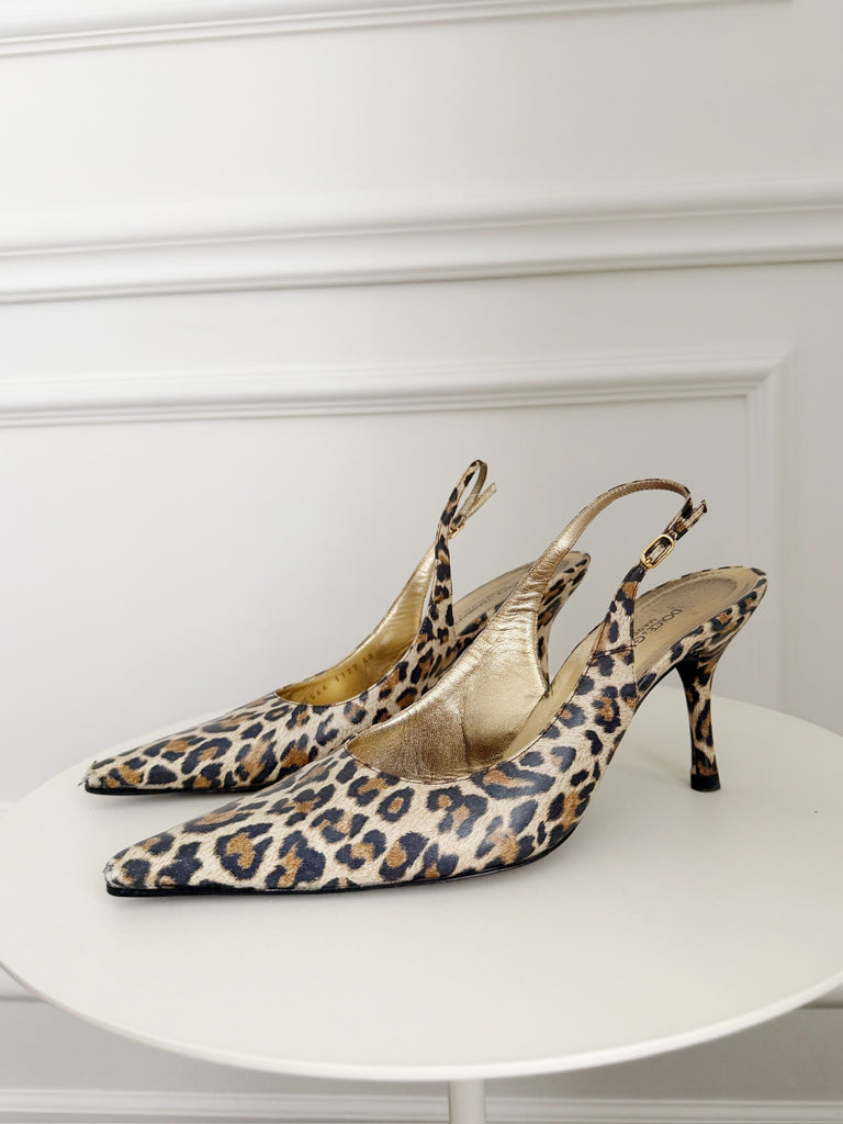 Vintage Slingback Leopard Print Pumps