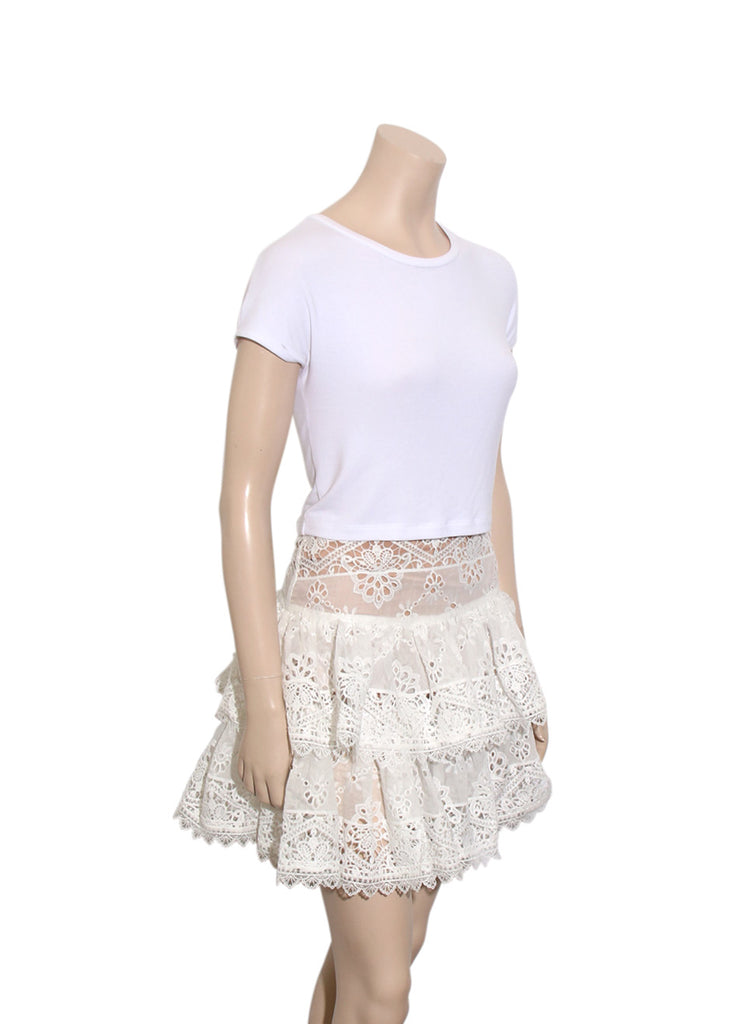 Ruffle Lace Mini Skirt