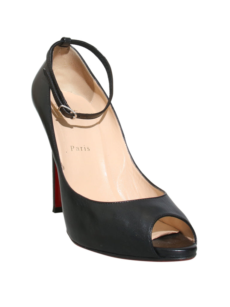 Leather Peep Toe Pumps