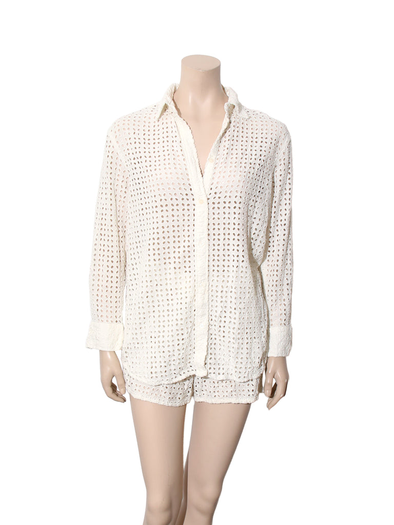 Eyelet Button Down Shirt