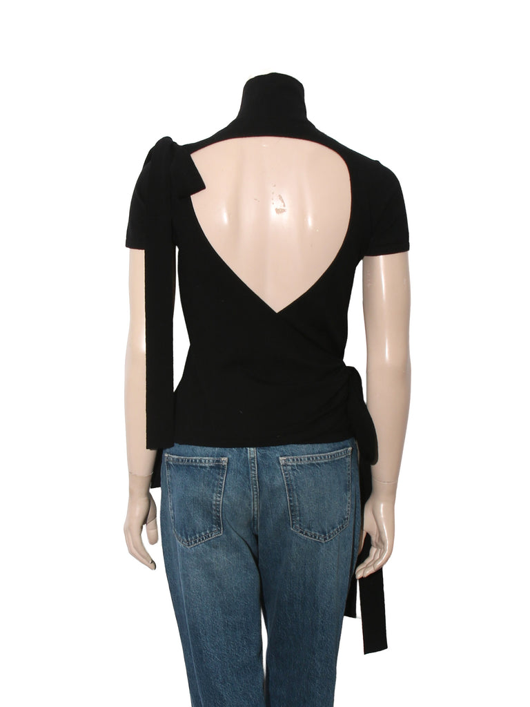 Short Sleeve Backless Turtleneck