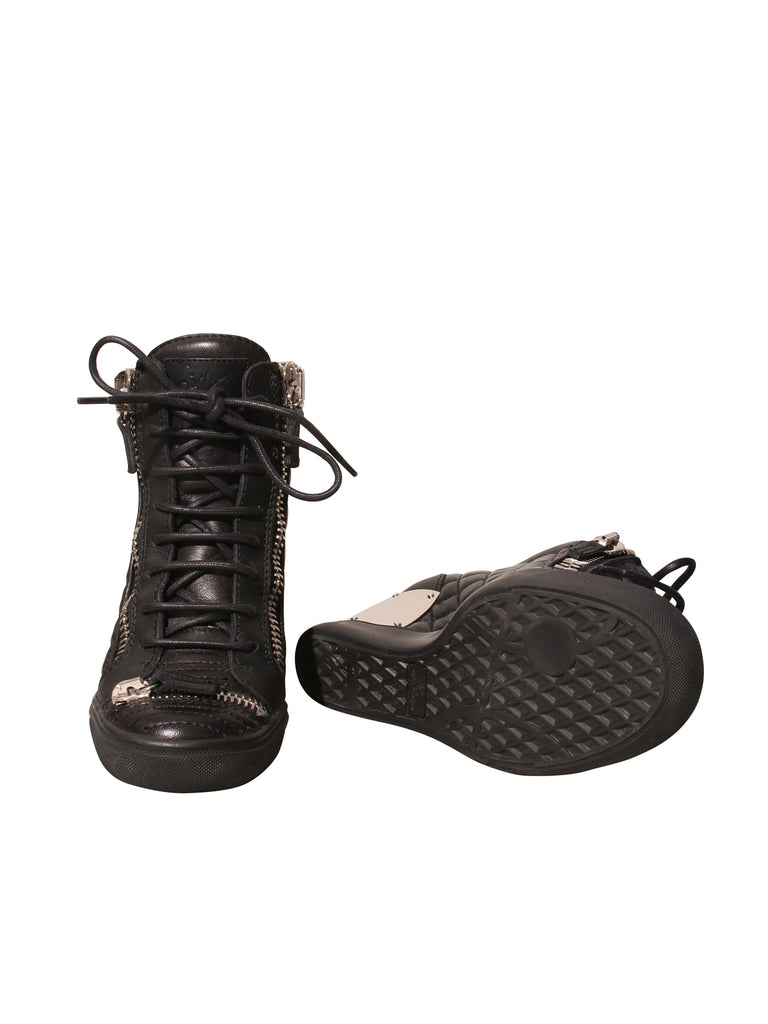Leather Wedge Sneakers
