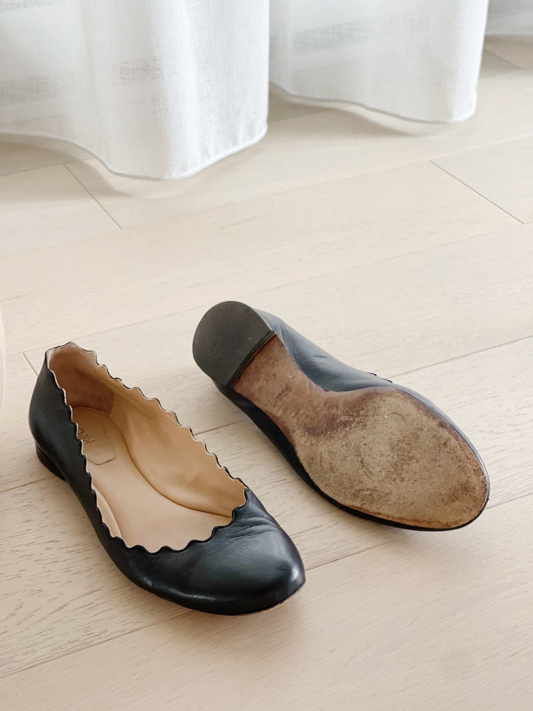 Leather Lauren Scalloped Ballet Flats