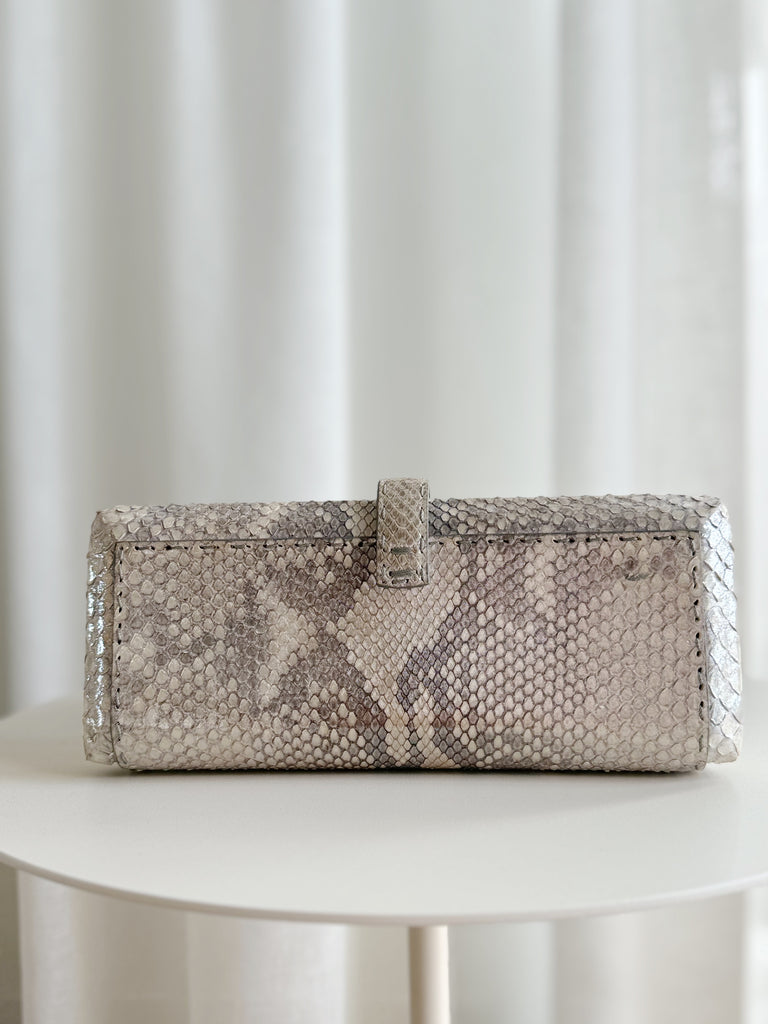Rectangular Compact Snakeskin Clutch