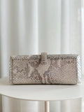 Rectangular Compact Snakeskin Clutch