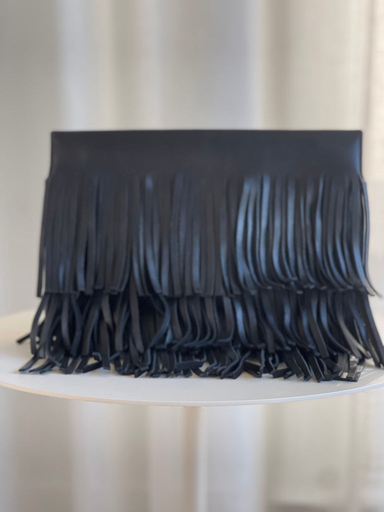 Leather Fringe Clutch Bag