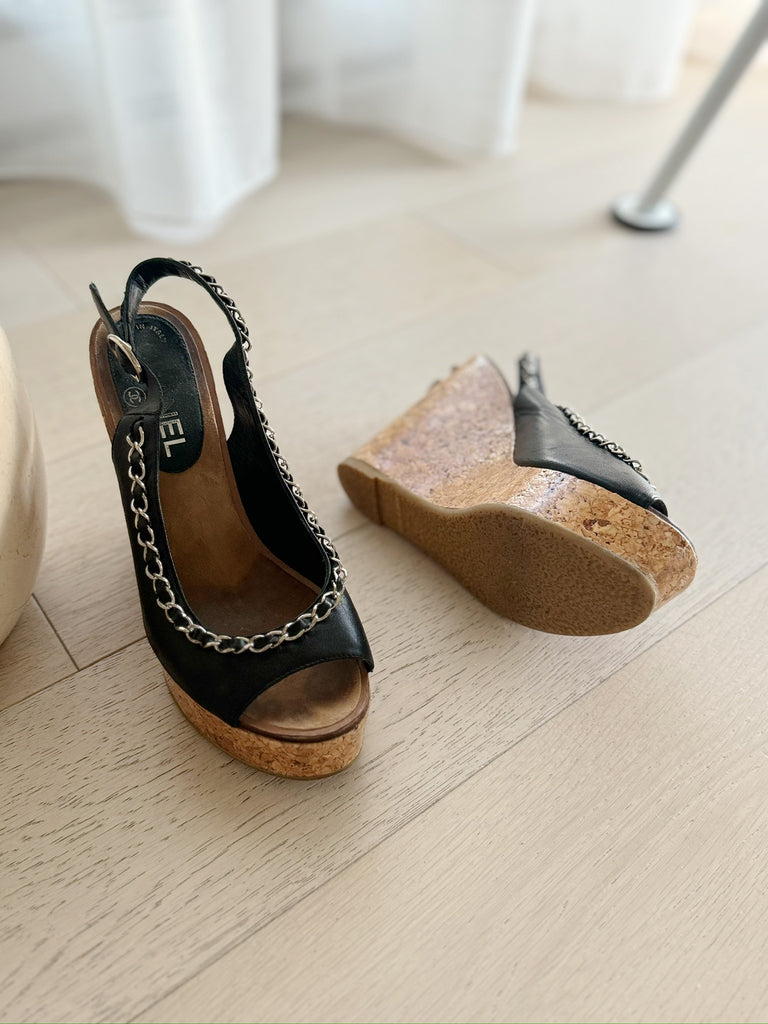 Chain-Link Slingback Wedges