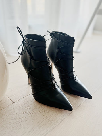 Leather Cone Heel Booties