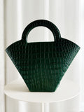 Crocodile Embossed Doll Top Handle Bag