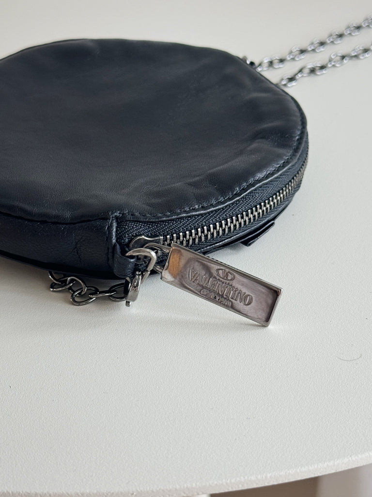 Round Flower Leather Cross Body Bag