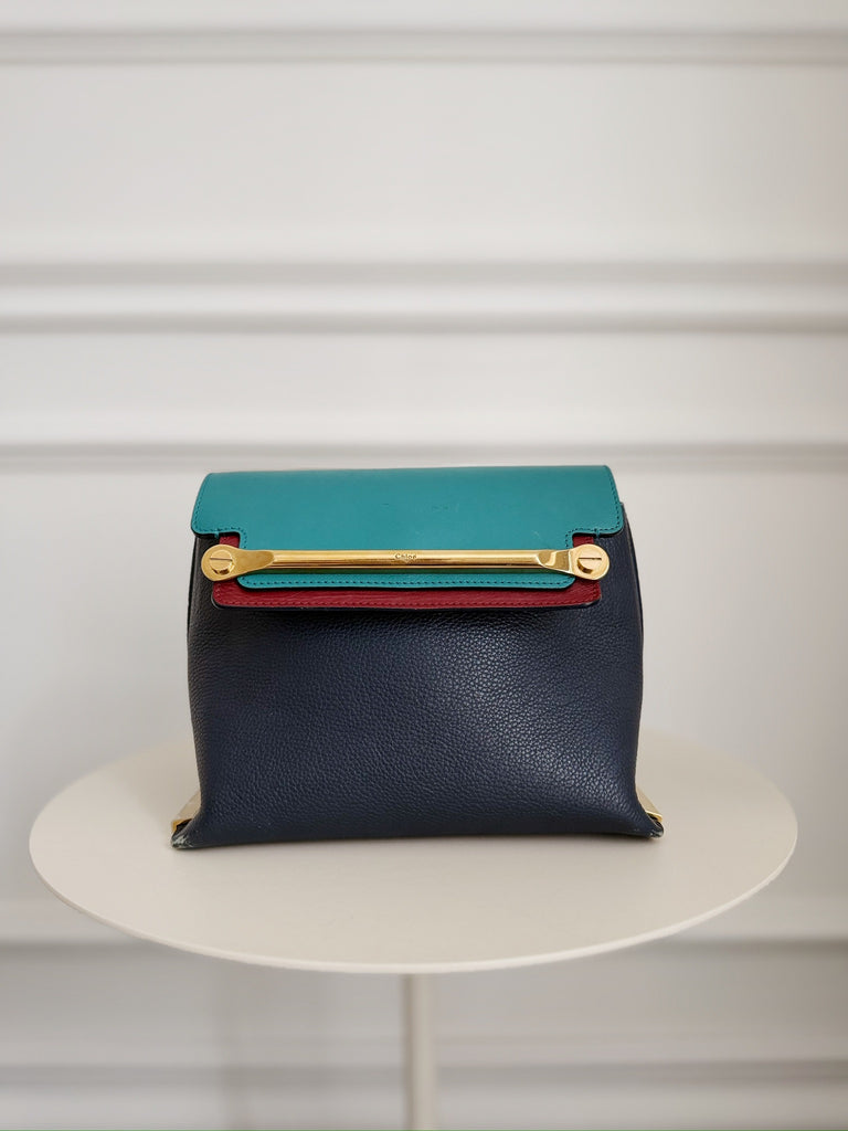 Leather Color Block Cross Body Bag